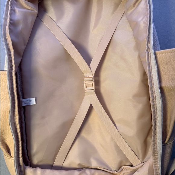 BEIS Cream Canvas Backpack with Blush Tan Trim - Picture 8 of 14